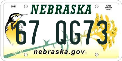 NE license plate 67QG73