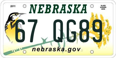 NE license plate 67QG89