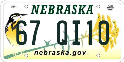 NE license plate 67QI10