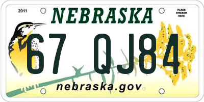 NE license plate 67QJ84