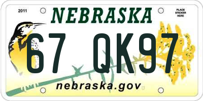 NE license plate 67QK97