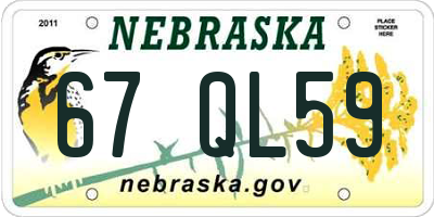 NE license plate 67QL59