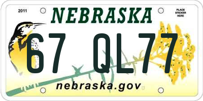 NE license plate 67QL77