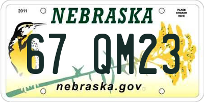 NE license plate 67QM23