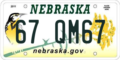 NE license plate 67QM67