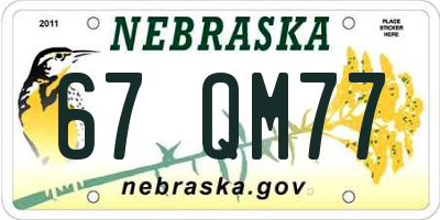 NE license plate 67QM77