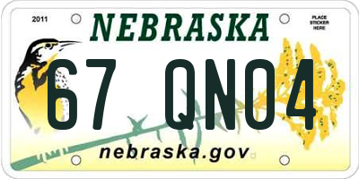 NE license plate 67QN04