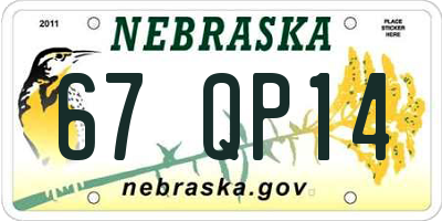 NE license plate 67QP14
