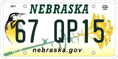 NE license plate 67QP15