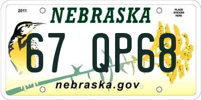 NE license plate 67QP68