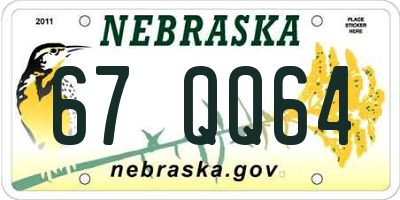NE license plate 67QQ64