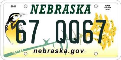 NE license plate 67QQ67