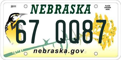NE license plate 67QQ87