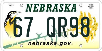 NE license plate 67QR98