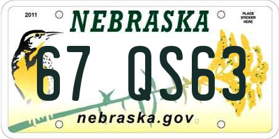 NE license plate 67QS63