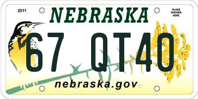 NE license plate 67QT40