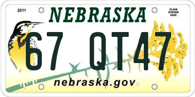 NE license plate 67QT47