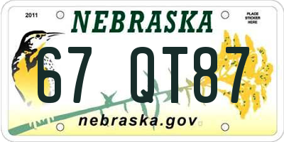 NE license plate 67QT87