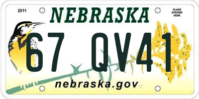 NE license plate 67QV41