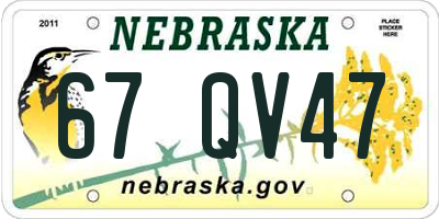 NE license plate 67QV47