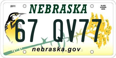 NE license plate 67QV77