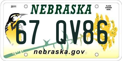 NE license plate 67QV86