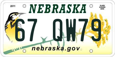 NE license plate 67QW79