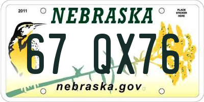 NE license plate 67QX76