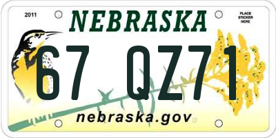 NE license plate 67QZ71