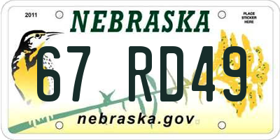 NE license plate 67RD49