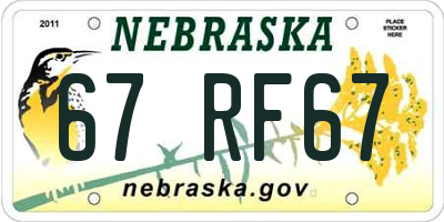NE license plate 67RF67