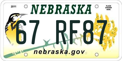 NE license plate 67RF87