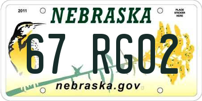 NE license plate 67RG02