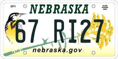 NE license plate 67RI27