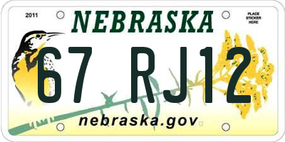 NE license plate 67RJ12