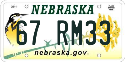 NE license plate 67RM33
