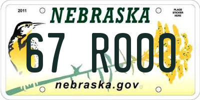 NE license plate 67RO00