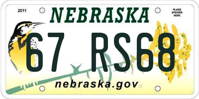 NE license plate 67RS68