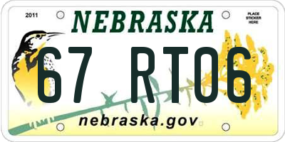 NE license plate 67RT06