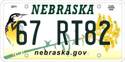 NE license plate 67RT82