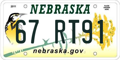 NE license plate 67RT91