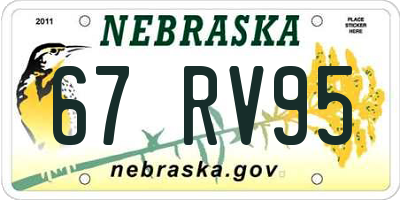 NE license plate 67RV95