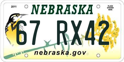 NE license plate 67RX42
