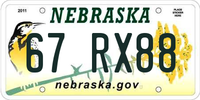 NE license plate 67RX88