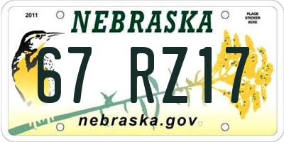 NE license plate 67RZ17