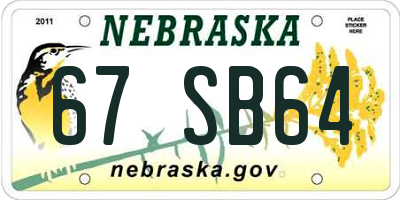 NE license plate 67SB64