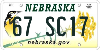 NE license plate 67SC17