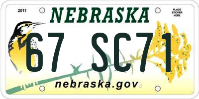 NE license plate 67SC71