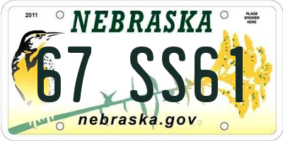 NE license plate 67SS61