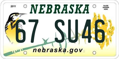 NE license plate 67SU46